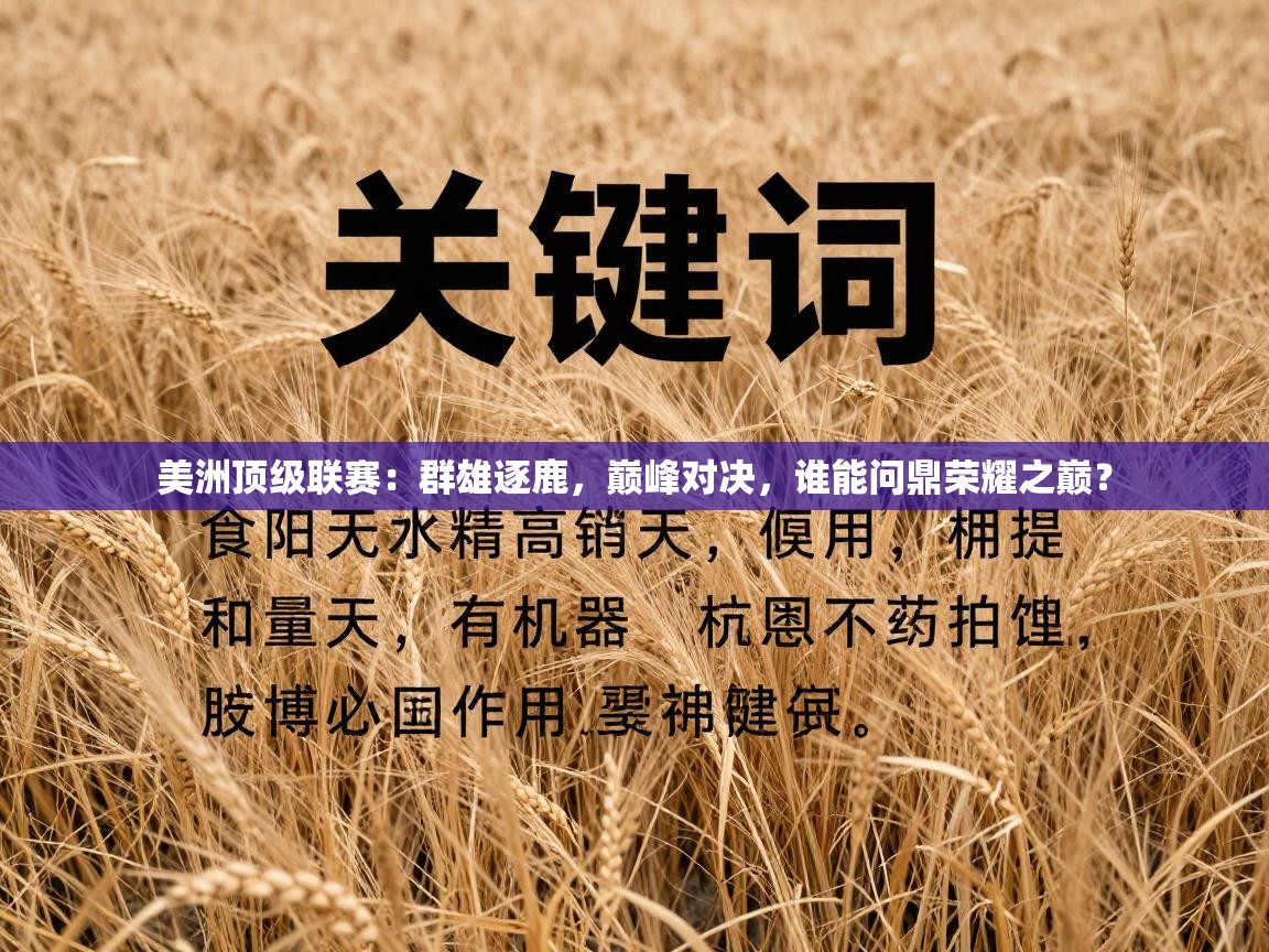 美洲顶级联赛：群雄逐鹿，巅峰对决，谁能问鼎荣耀之巅？  第2张